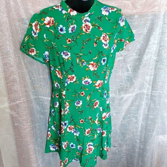 Forever 21 Floral Mini Dress, flowy, high neck, modest - Picture 1 of 4